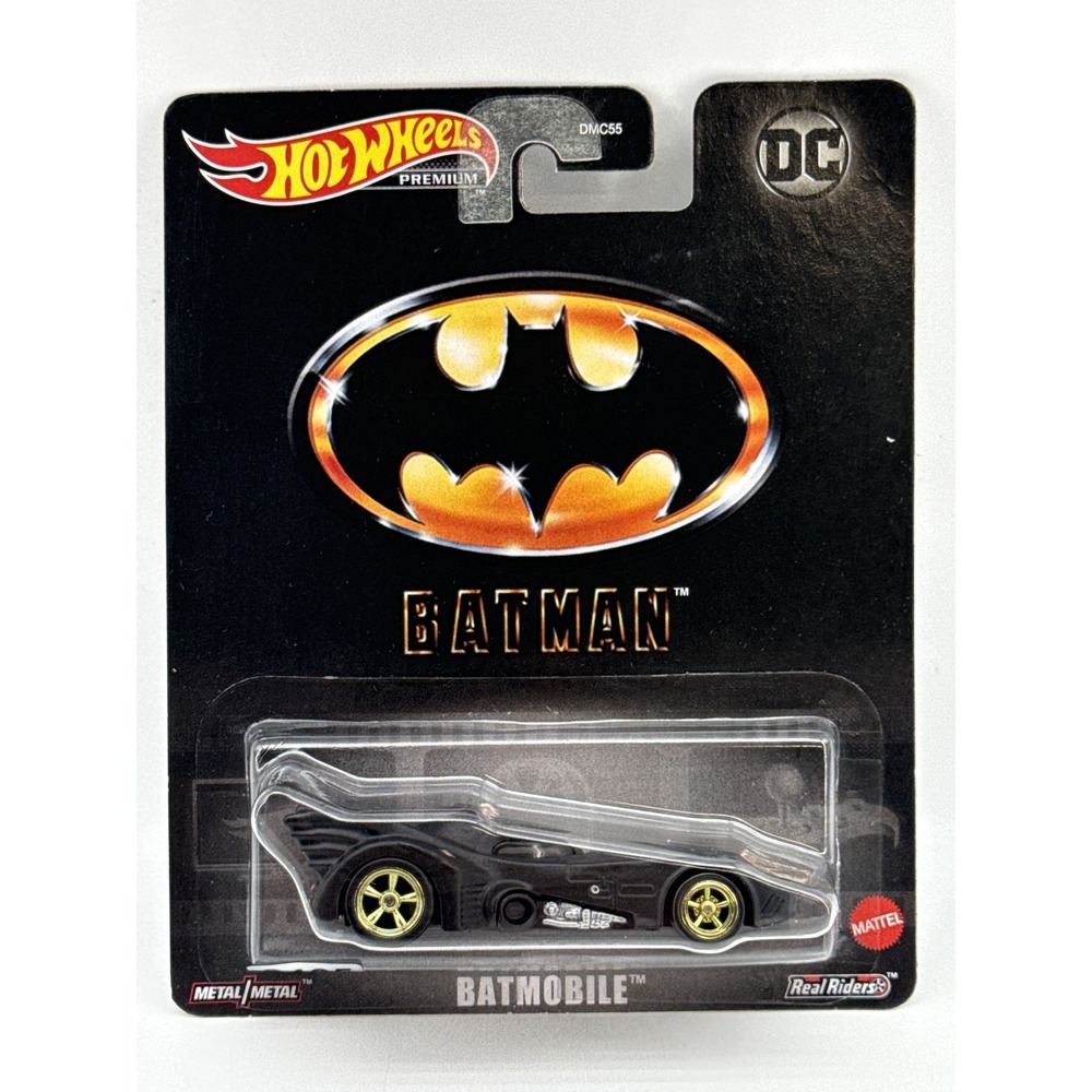 Hot Wheels Premium Batman Batmobile Die Cast Car Black Metal Real Riders Style